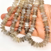 Grey Moonstone 9-11mm German Cut Disk Shape AAA Grade Gemstone Beads Strand - Total 1 Strand of 16 Inch.
