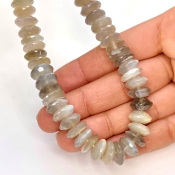 Grey Moonstone 9-11mm German Cut Disk Shape AAA Grade Gemstone Beads Strand - Total 1 Strand of 16 Inch.