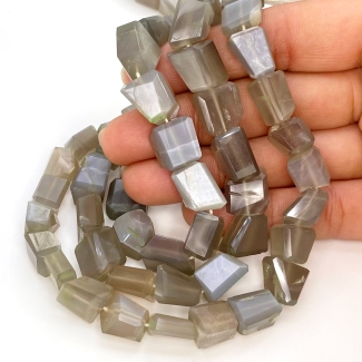 Grey Moonstone 10-15mm Step Cut Nugget Shape AAA Grade Gemstone Beads Strand - Total 1 Strand of 10 Inch.