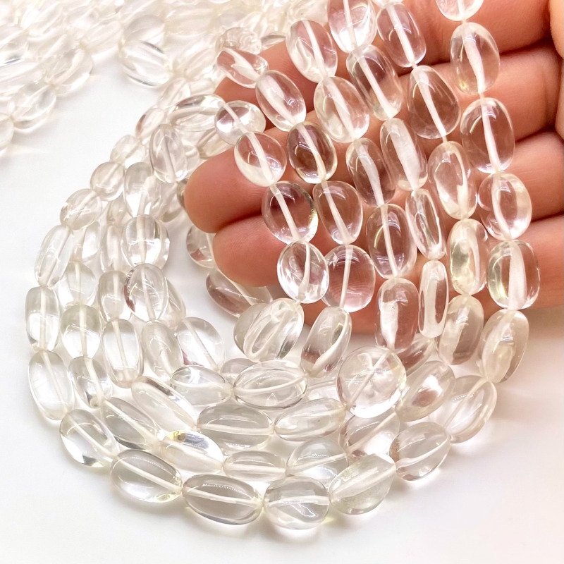 Crystal Quartz 7-13mm Smooth Nugget Shape AAA Grade Gemstone Beads Strand - Total 1 Strand of 16 Inch.