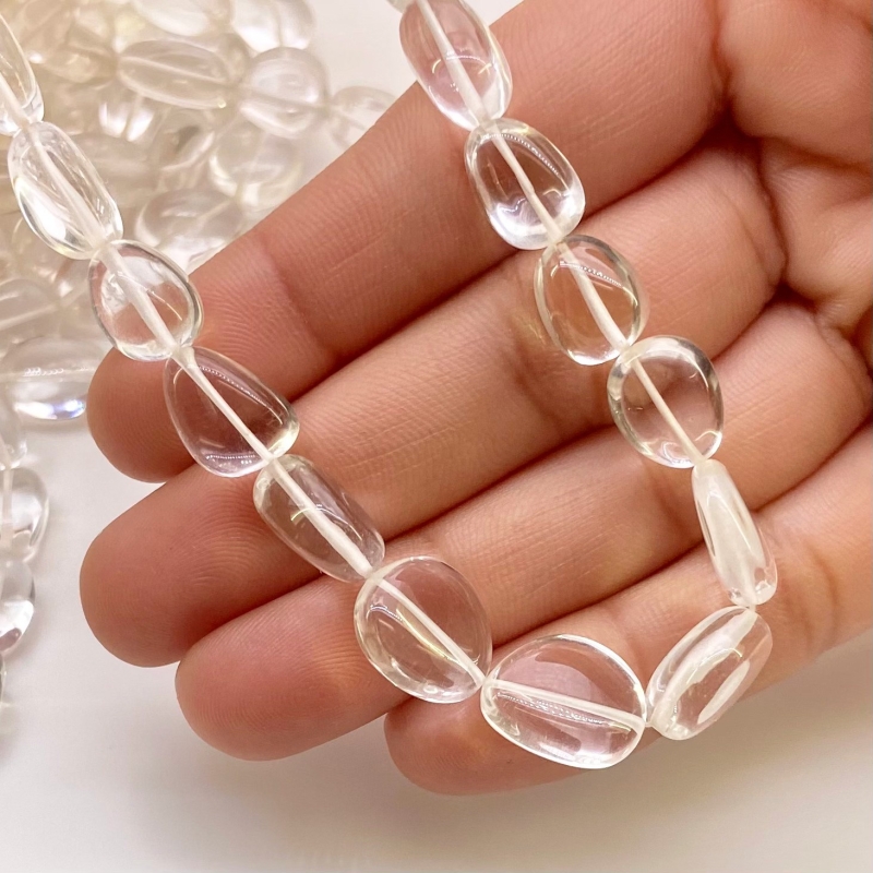 Crystal Quartz 7-13mm Smooth Nugget Shape AAA Grade Gemstone Beads Strand - Total 1 Strand of 16 Inch.