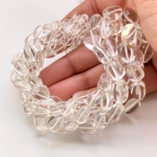 Crystal Quartz 7-13mm Smooth Nugget Shape AAA Grade Gemstone Beads Strand - Total 1 Strand of 16 Inch.