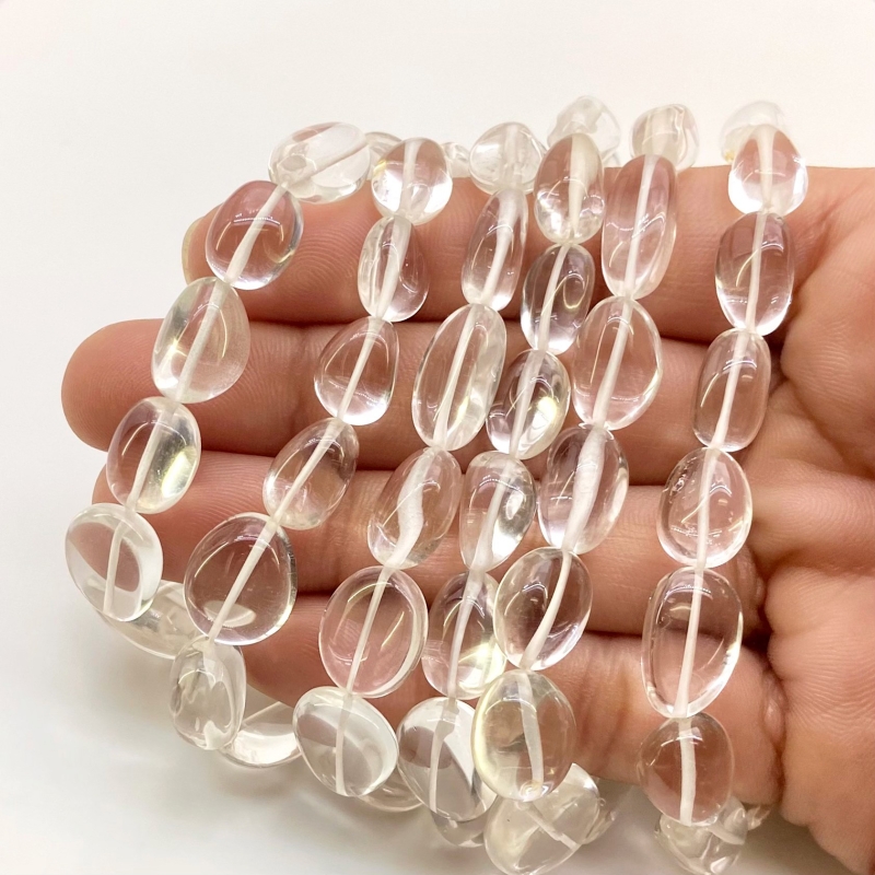 Crystal Quartz 7-13mm Smooth Nugget Shape AAA Grade Gemstone Beads Strand - Total 1 Strand of 16 Inch.