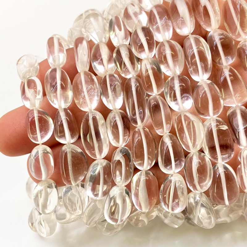 Crystal Quartz 7-13mm Smooth Nugget Shape AAA Grade Gemstone Beads Strand - Total 1 Strand of 16 Inch.