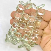 Green Amethyst 13-17mm Briolette Pear Shape AA+ Grade Gemstone Beads Strand - Total 1 Strand of 10 Inch.