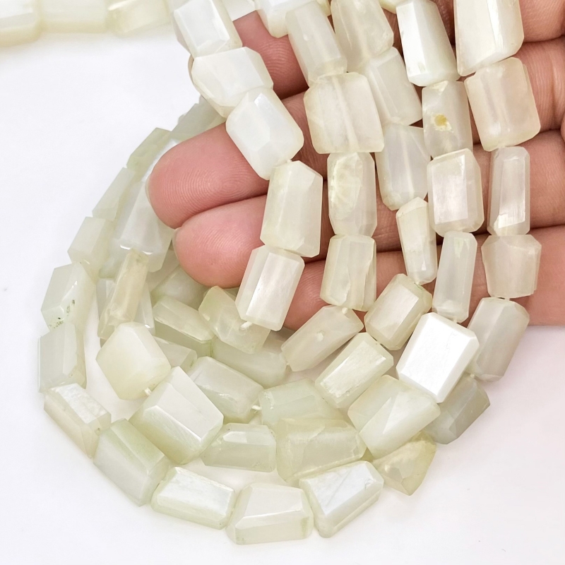 White Moonstone 10-14mm Step Cut Nugget Shape AAA Grade Gemstone Beads Strand - Total 1 Strand of 10 Inch.