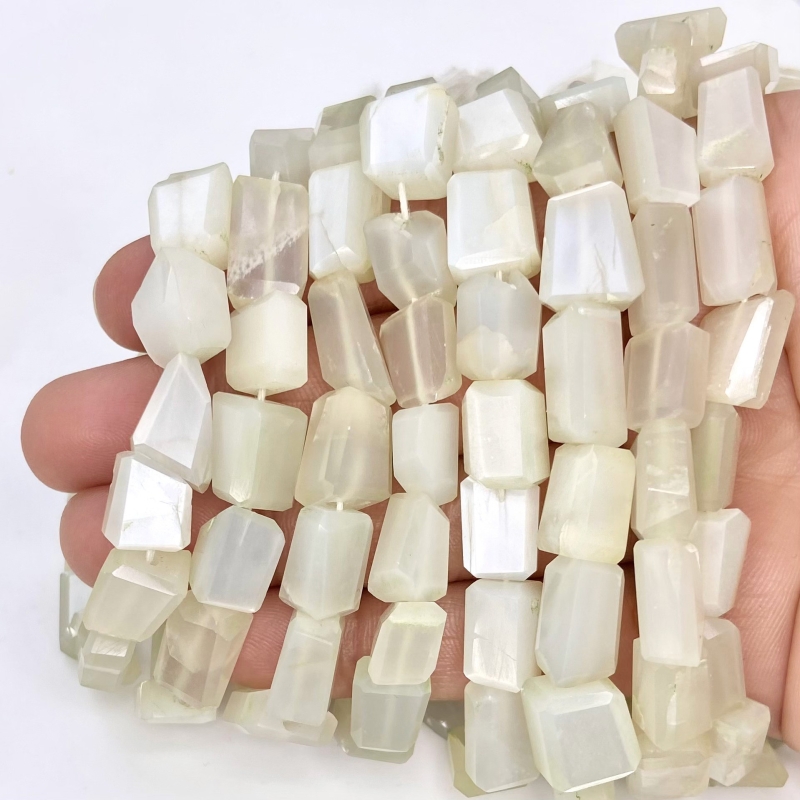 White Moonstone 10-14mm Step Cut Nugget Shape AAA Grade Gemstone Beads Strand - Total 1 Strand of 10 Inch.