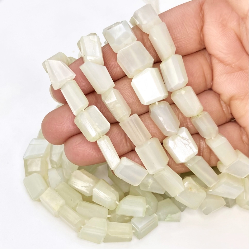 White Moonstone 10-14mm Step Cut Nugget Shape AAA Grade Gemstone Beads Strand - Total 1 Strand of 10 Inch.