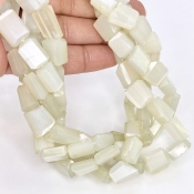 White Moonstone 10-14mm Step Cut Nugget Shape AAA Grade Gemstone Beads Strand - Total 1 Strand of 10 Inch.
