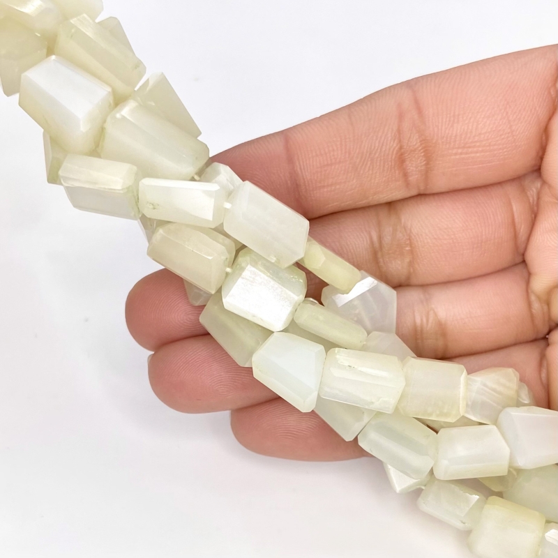 White Moonstone 10-14mm Step Cut Nugget Shape AAA Grade Gemstone Beads Strand - Total 1 Strand of 10 Inch.