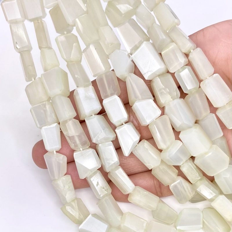 White Moonstone 10-14mm Step Cut Nugget Shape AAA Grade Gemstone Beads Strand - Total 1 Strand of 10 Inch.