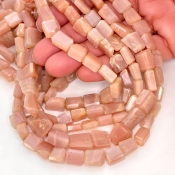 Peach Moonstone 9-14mm Faceted Nugget Shape AA+ Grade Gemstone Beads Strand - Total 1 Strand of 10 Inch.
