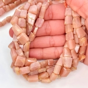 Peach Moonstone 9-14mm Faceted Nugget Shape AA+ Grade Gemstone Beads Strand - Total 1 Strand of 10 Inch.