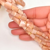 Peach Moonstone 9-14mm Faceted Nugget Shape AA+ Grade Gemstone Beads Strand - Total 1 Strand of 10 Inch.