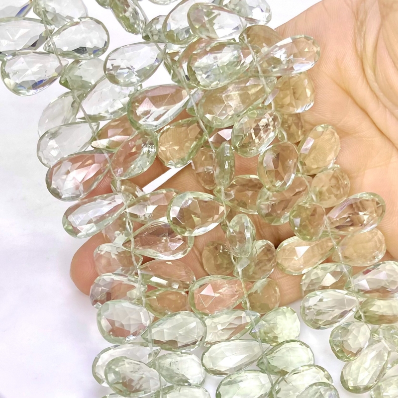 Green Amethyst 15.5-18.5mm Briolette Pear Shape AA+ Grade Gemstone Beads Strand - Total 1 Strand of 8 Inch.