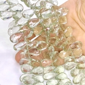Green Amethyst 15.5-18.5mm Briolette Pear Shape AA+ Grade Gemstone Beads Strand - Total 1 Strand of 8 Inch.