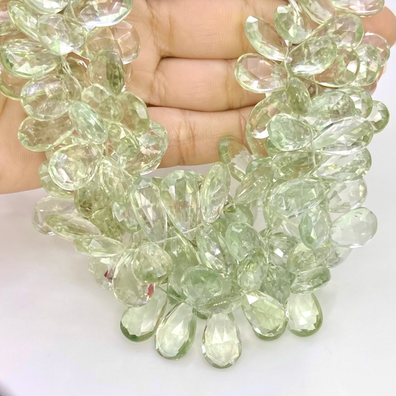 Green Amethyst 15.5-18.5mm Briolette Pear Shape AA+ Grade Gemstone Beads Strand - Total 1 Strand of 8 Inch.
