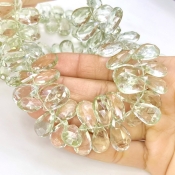 Green Amethyst 15.5-18.5mm Briolette Pear Shape AA+ Grade Gemstone Beads Strand - Total 1 Strand of 8 Inch.