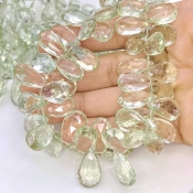 Green Amethyst 15.5-18.5mm Briolette Pear Shape AA+ Grade Gemstone Beads Strand - Total 1 Strand of 8 Inch.