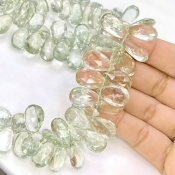 Green Amethyst 15.5-18.5mm Briolette Pear Shape AA+ Grade Gemstone Beads Strand - Total 1 Strand of 8 Inch.