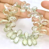 Green Amethyst 15.5-18.5mm Briolette Pear Shape AA+ Grade Gemstone Beads Strand - Total 1 Strand of 8 Inch.
