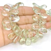 Green Amethyst 15.5-18.5mm Briolette Pear Shape AA+ Grade Gemstone Beads Strand - Total 1 Strand of 8 Inch.