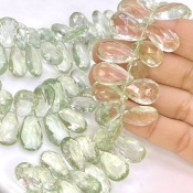Green Amethyst 15.5-18.5mm Briolette Pear Shape AA+ Grade Gemstone Beads Strand - Total 1 Strand of 8 Inch.