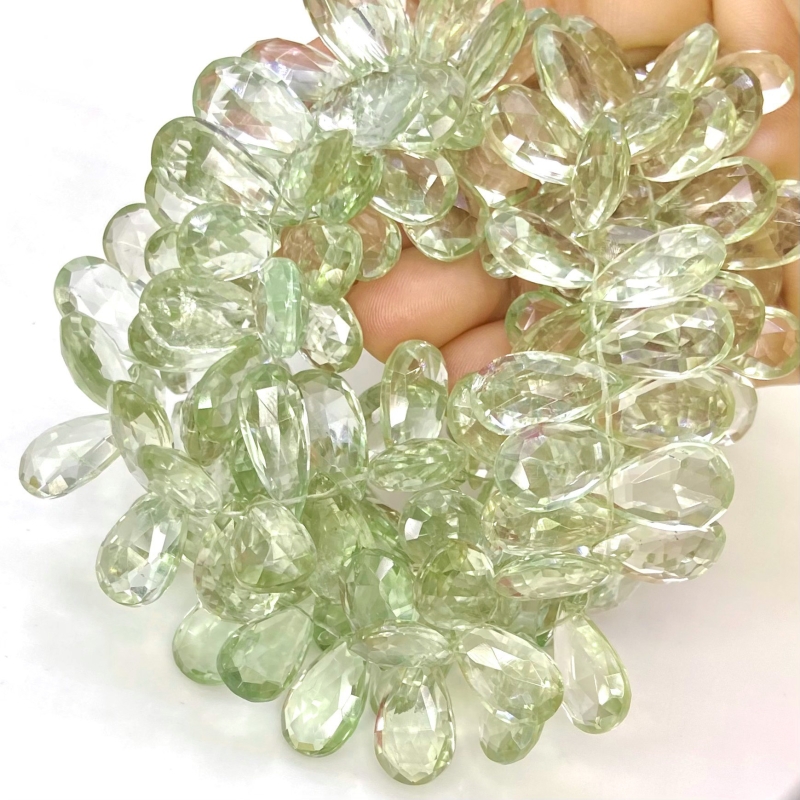Green Amethyst 15.5-18.5mm Briolette Pear Shape AA+ Grade Gemstone Beads Strand - Total 1 Strand of 8 Inch.