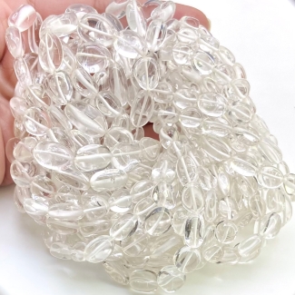 Crystal Quartz 7.5-14mm Smooth Nugget Shape AAA Grade Gemstone Beads Strand - Total 1 Strand of 16 Inch.