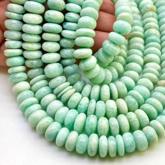 Amazonite 9-13mm Smooth Rondelle Shape AA Grade Gemstone Beads Strand - Total 1 Strand of 12 Inch.