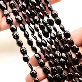 Black Spinel 9-11mm Smooth Oval Shape AA+ Grade Gemstone Beads Strand - Total 1 Strand of 23 Inch.