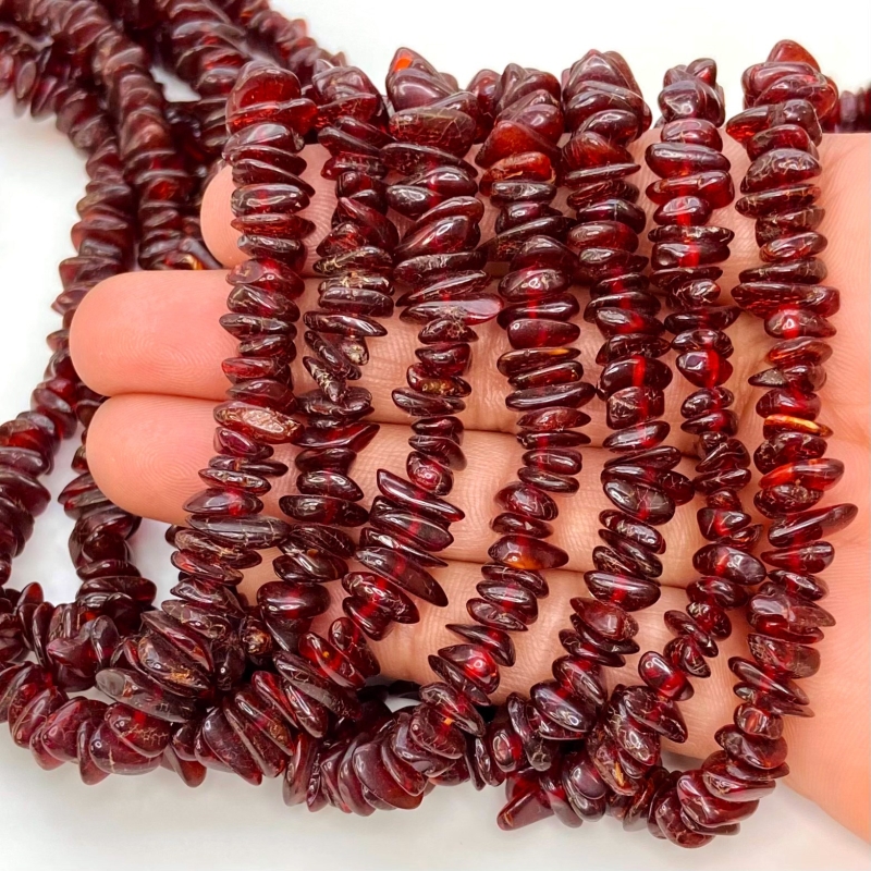 Amber 6-11mm Tumbled Chip Shape AA Grade Gemstone Beads Strand - Total 1 Strand of 18 Inch.