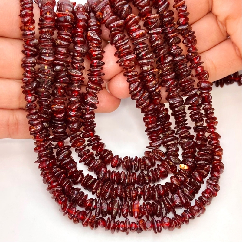Amber 6-11mm Tumbled Chip Shape AA Grade Gemstone Beads Strand - Total 1 Strand of 18 Inch.