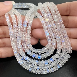 Rainbow Moonstone 3.5-7mm Faceted Rondelle Shape AAA Grade Gemstone Beads Strand - Total 1 Strand of 15 Inch.