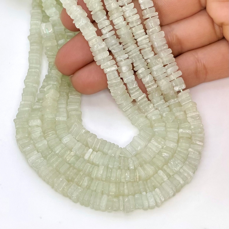 Green Aventurine 5-5.5mm Smooth Heishi Cube Shape A Grade Gemstone Beads Strand - Total 1 Strand of 16 Inch.