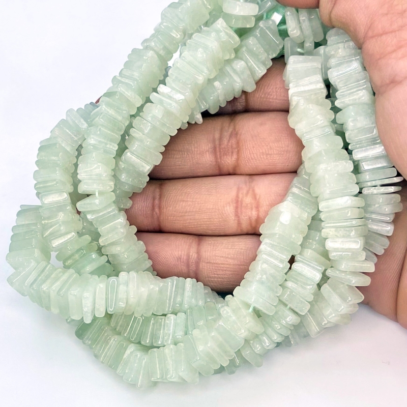 Green Aventurine 6-8mm Smooth Heishi Cube Shape A Grade Gemstone Beads Strand - Total 1 Strand of 16 Inch.