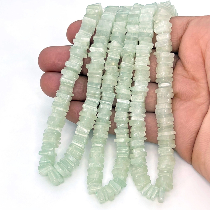 Green Aventurine 6-8mm Smooth Heishi Cube Shape A Grade Gemstone Beads Strand - Total 1 Strand of 16 Inch.