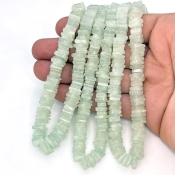Green Aventurine 6-8mm Smooth Heishi Cube Shape A Grade Gemstone Beads Strand - Total 1 Strand of 16 Inch.