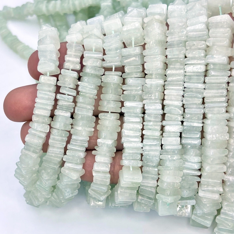 Green Aventurine 6-8mm Smooth Heishi Cube Shape A Grade Gemstone Beads Strand - Total 1 Strand of 16 Inch.