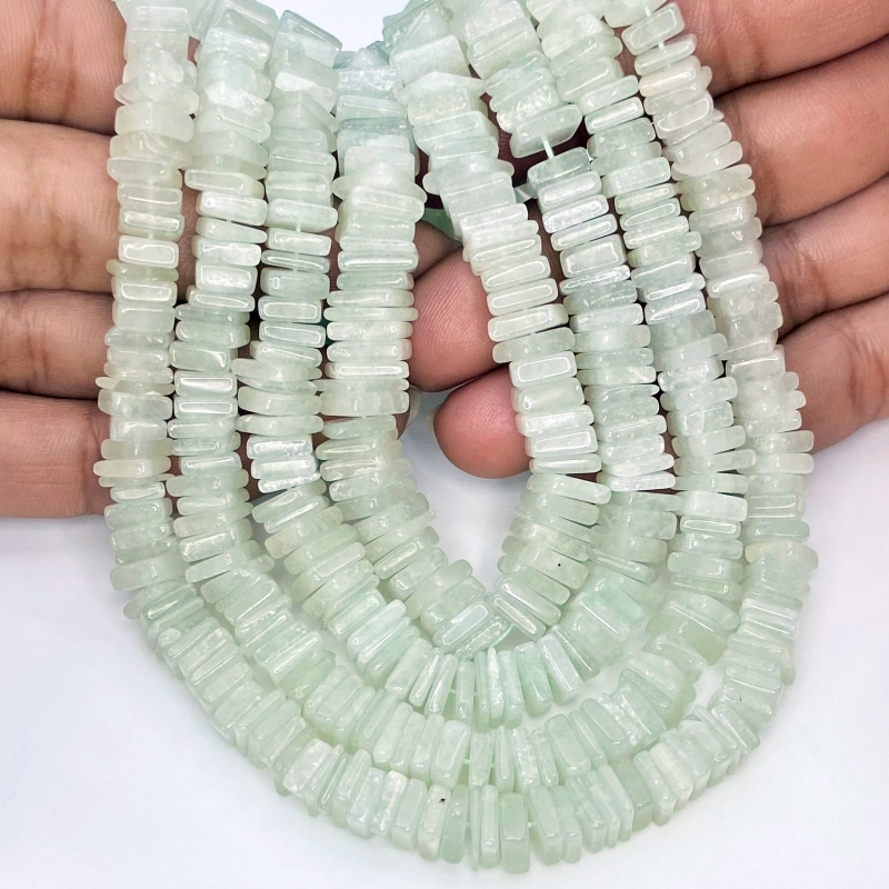 Green Aventurine 6-8mm Smooth Heishi Cube Shape A Grade Gemstone Beads Strand - Total 1 Strand of 16 Inch.