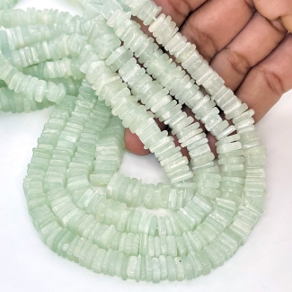 Green Aventurine 6-8mm Smooth Heishi Cube Shape A Grade Gemstone Beads Strand - Total 1 Strand of 16 Inch.
