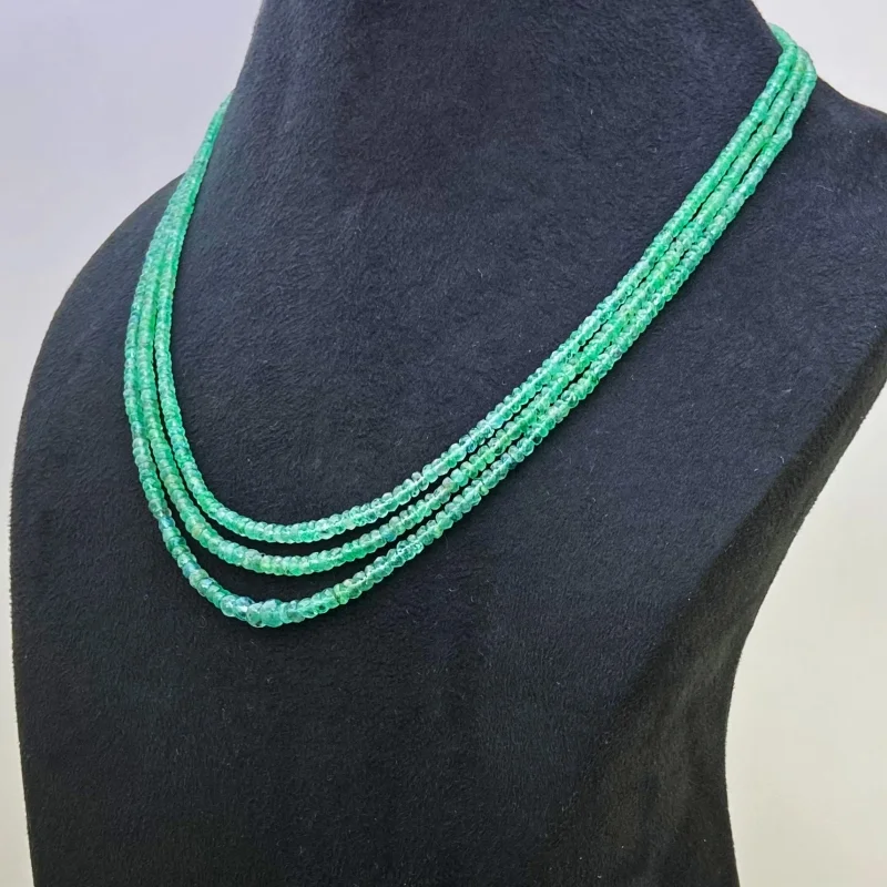 Emerald 2.5-5mm Faceted Rondelle Shape AA Grade Multi Strand Beads Necklace - Total 3 Strands of 17-19 Inch.