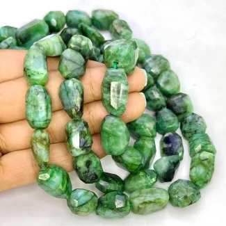 Emerald 12-23mm Faceted Nugget Shape A Grade Gemstone Beads Strand - Total 1 Strand of 18 Inch.
