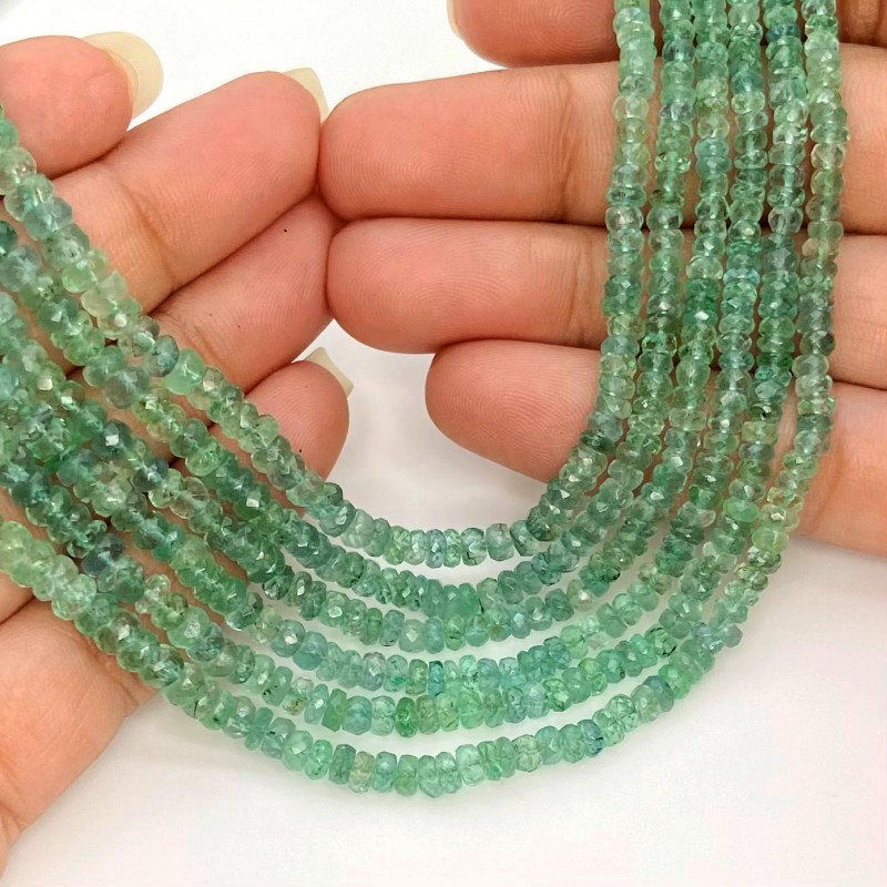 Emerald 2.5-7.5mm Faceted Rondelle Shape A+ Grade Gemstone Beads Lot - Total 3 Strands of 23 Inch.