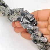 Black Rutile 8-13mm Faceted Nugget Shape A Grade Gemstone Beads Strand - Total 1 Strand of 13 Inch.