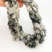 Black Rutile 8-12mm Faceted Nugget Shape A Grade Gemstone Beads Strand - Total 1 Strand of 13 Inch.