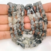 Black Rutile 8-12mm Faceted Nugget Shape A Grade Gemstone Beads Strand - Total 1 Strand of 13 Inch.
