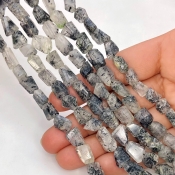 Black Rutile 8-12mm Faceted Nugget Shape A Grade Gemstone Beads Strand - Total 1 Strand of 13 Inch.