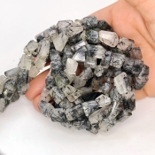 Black Rutile 8-12mm Faceted Nugget Shape A Grade Gemstone Beads Strand - Total 1 Strand of 13 Inch.