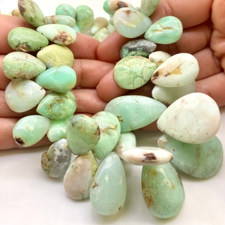 Chrysoprase 13-34mm Smooth Pear Shape A Grade Gemstone Beads Strand - Total 1 Strand of 14 Inch.